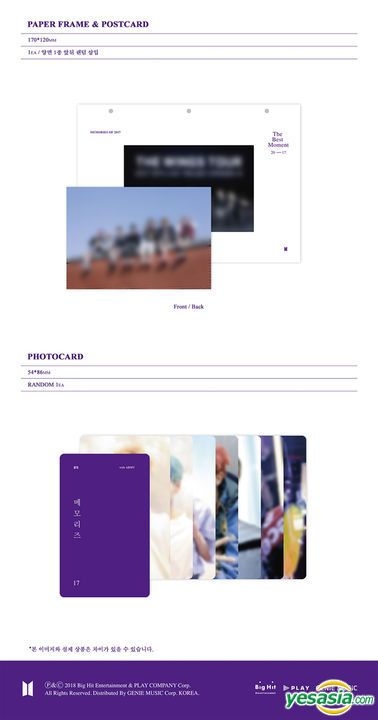 YESASIA: BTS Memories of 2017 (5DVD + Photobook) (Korea Version