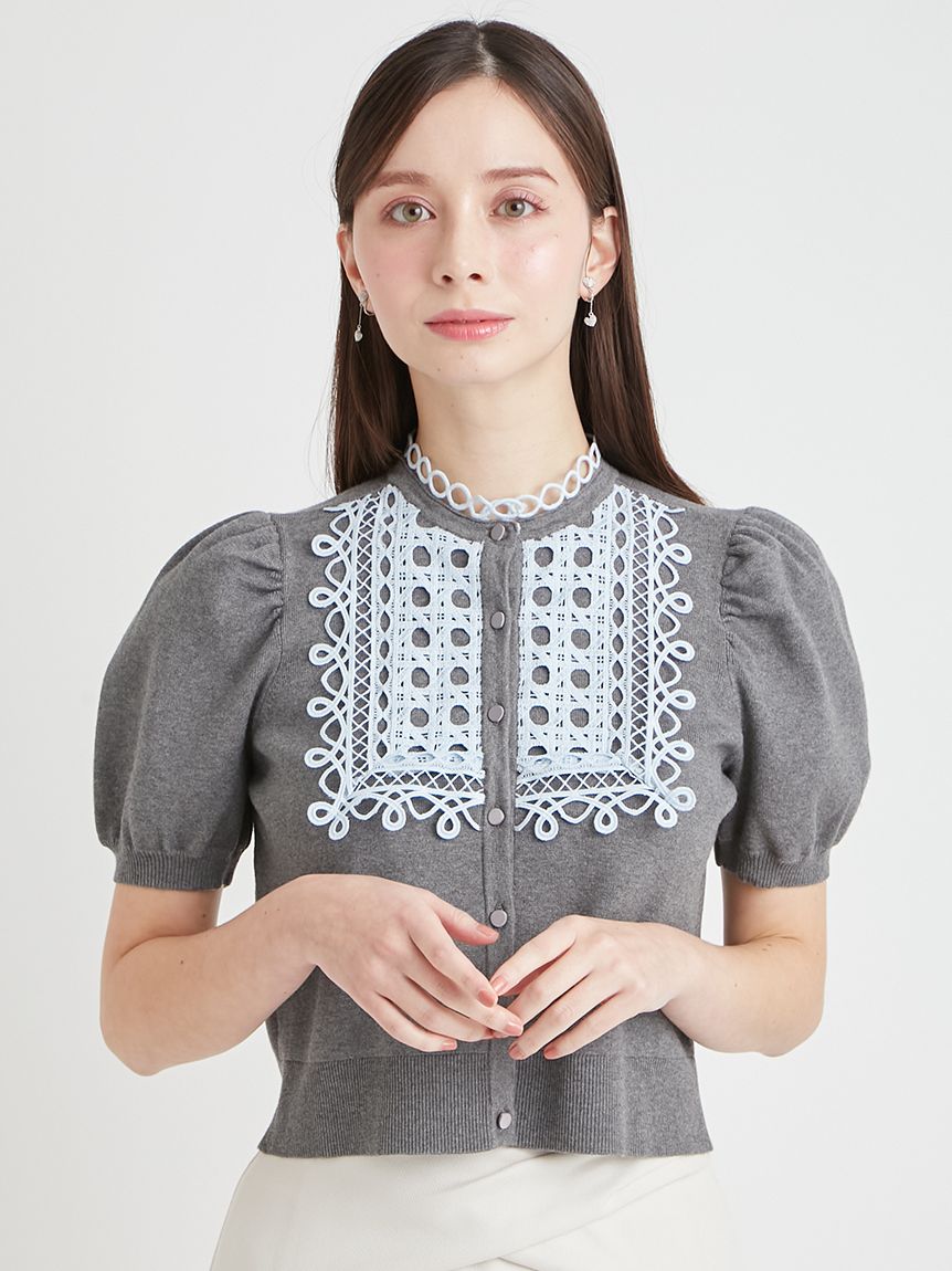 ビブヨークレースカーディガン(カーディガン)｜TOPS（トップス