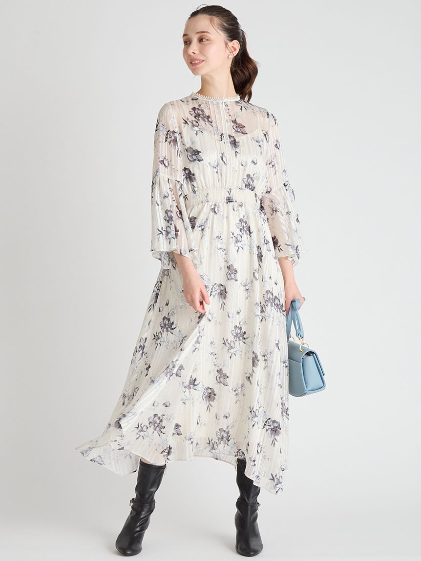 フラワープリントフレアワンピース(デイリーワンピース)｜DRESS