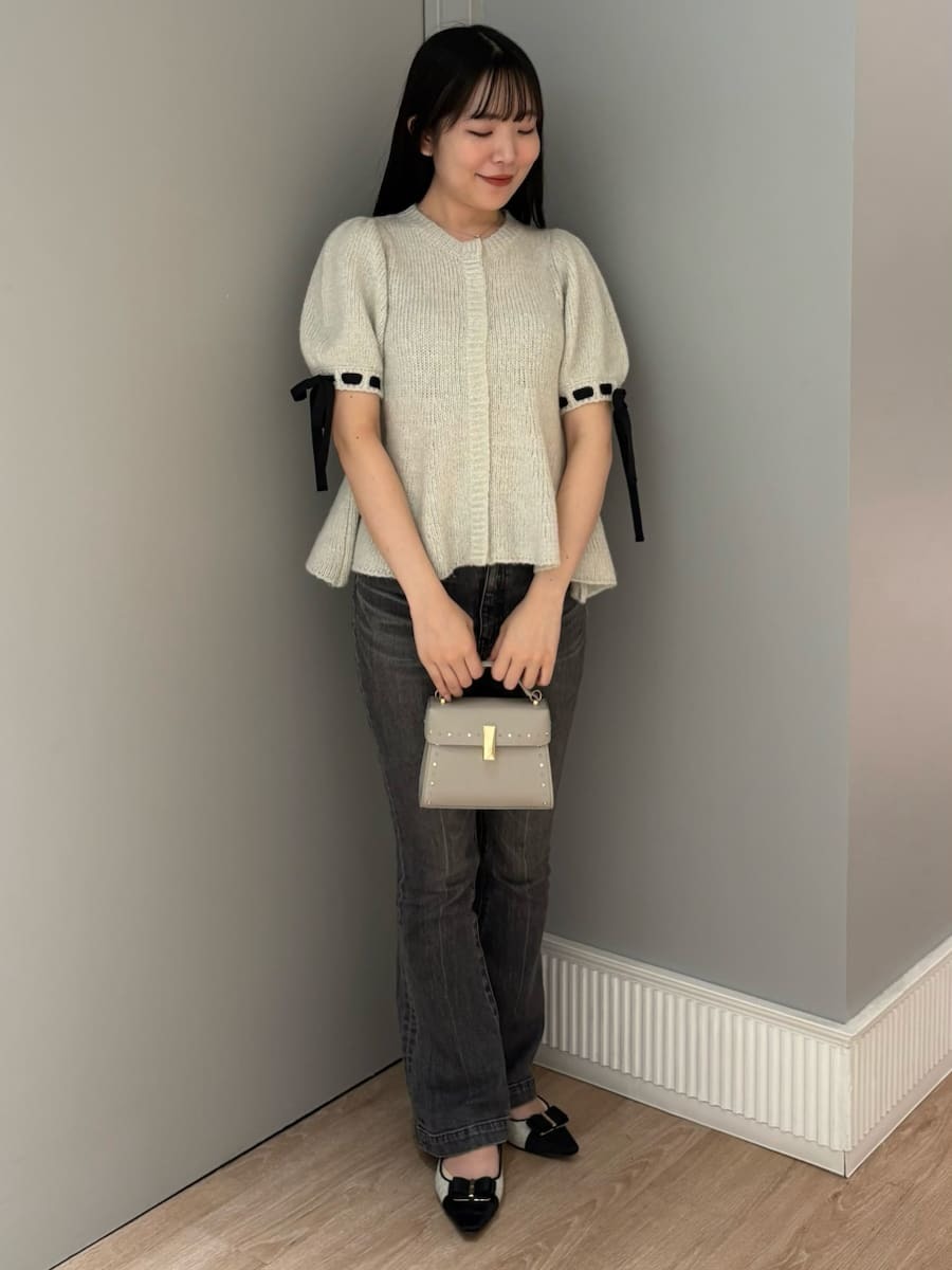 リボンディテールペプラムカーディガン(ニットプルオーバー)｜TOPS