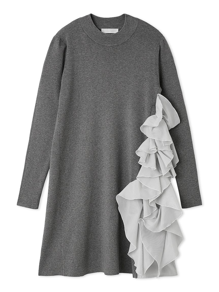 ラッフルデザインドッキングニットワンピ(デイリーワンピース)｜DRESS