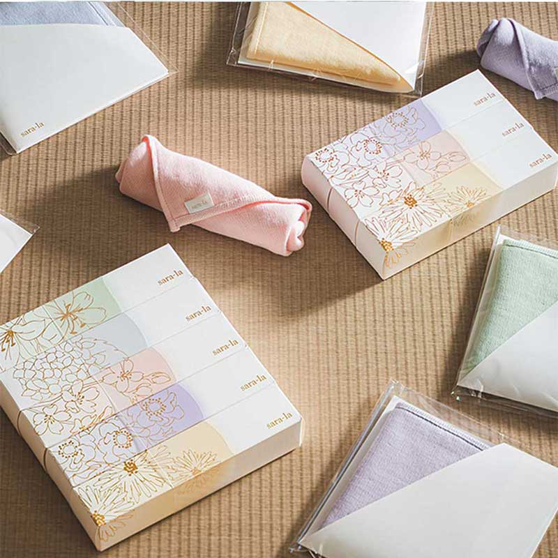 今治タオル sara-la「咲-saki-」ガーゼパイルハンカチ 3枚ギフトBOX 綿