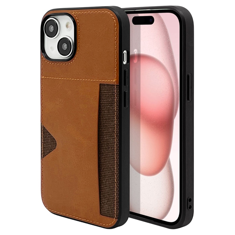 iPhone15対応 カードポケット付きバンパーケース（キャメル