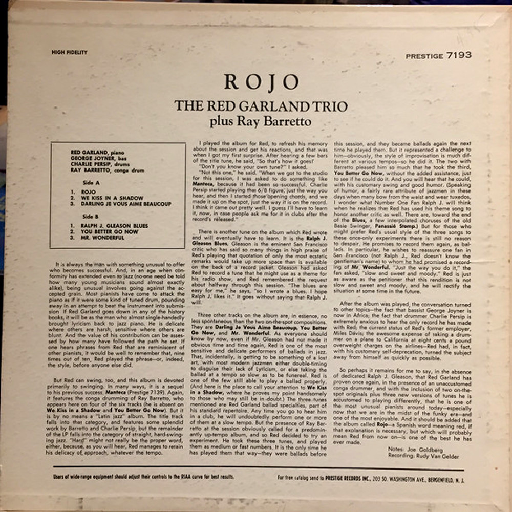 Red Garland - Rojo (vinyl) - Blue Sounds