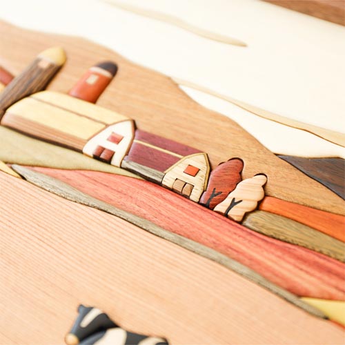 旭川クラフト Pecker 工房ペッカー YO 寄せ木絵 牧場 国産クラフト