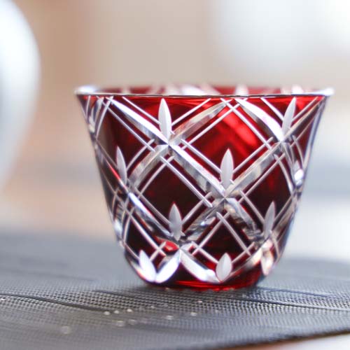 江戸切子 SAIHO 硝子工房彩鳳 M-57 ぐい呑 重矢来 伝統工芸品 ガラス製