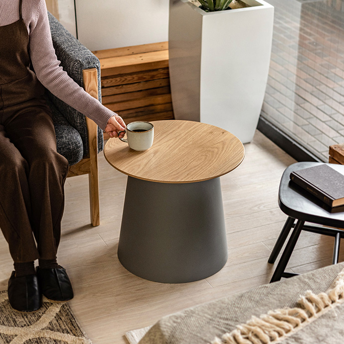 ウッドラウンドサイドテーブル【monoroom町田】 ウッドラウンドサイド