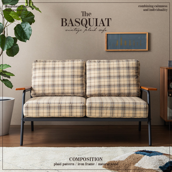 g135025]Basquiat 2人掛けチェック柄ソファ 2人掛けソファー | 家具
