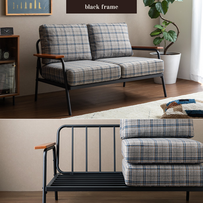 g135025]Basquiat 2人掛けチェック柄ソファ 2人掛けソファー | 家具