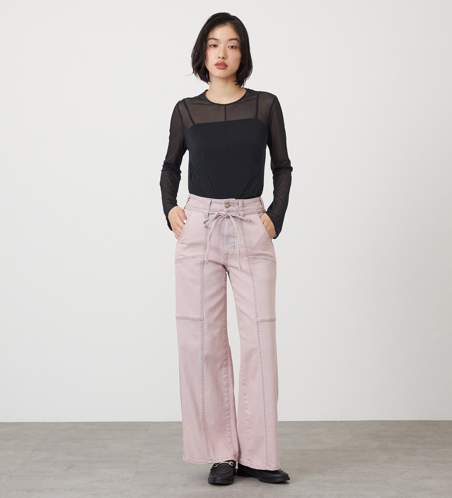 試着対象】SOMETHING LISA BELTED WIDE/ワイドデニムパンツ|SOMETHING