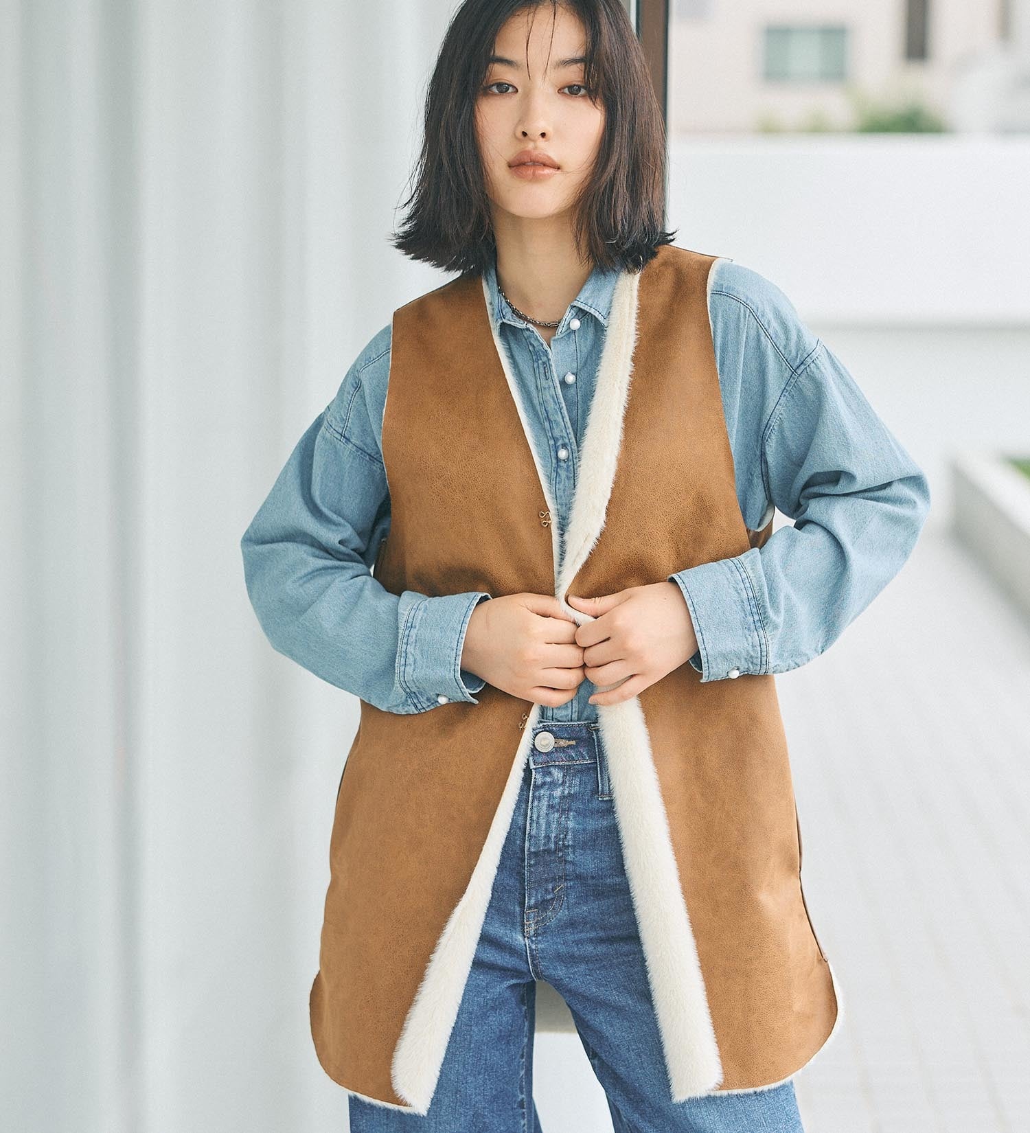 FINAL SALE】SOMETHING リバーシブルファーベスト|SOMETHING|サムシング