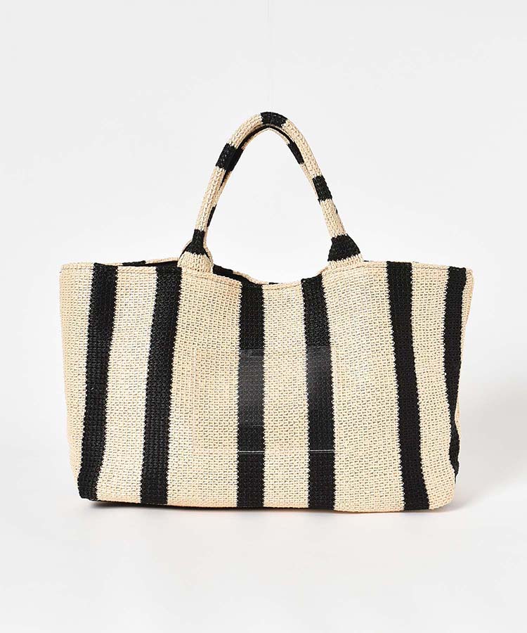 ストライプビッグトート バッグ BAG 雑材バッグ 雑材 ストロー トート