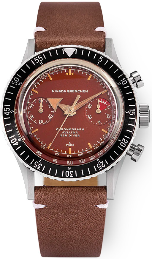 Nivada Grenchen 85007M14 Broad Arrow Tropical Dial Manual on Brown