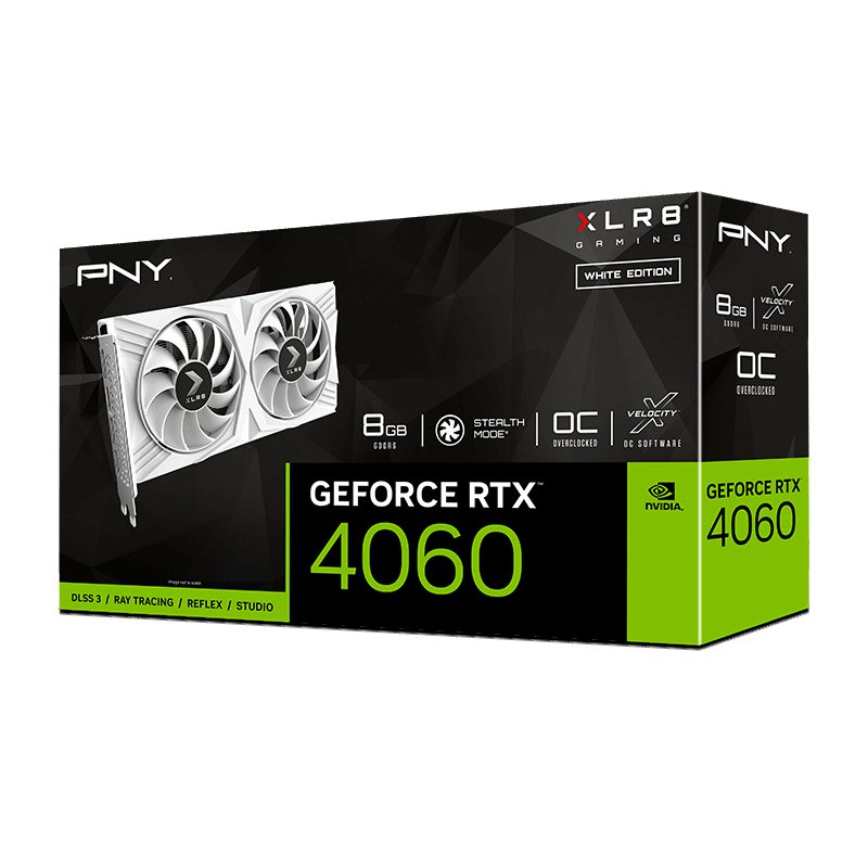 PNY GeForce RTX™ 4060 8GB XLR8 Gaming VERTO Dual Fan OC White