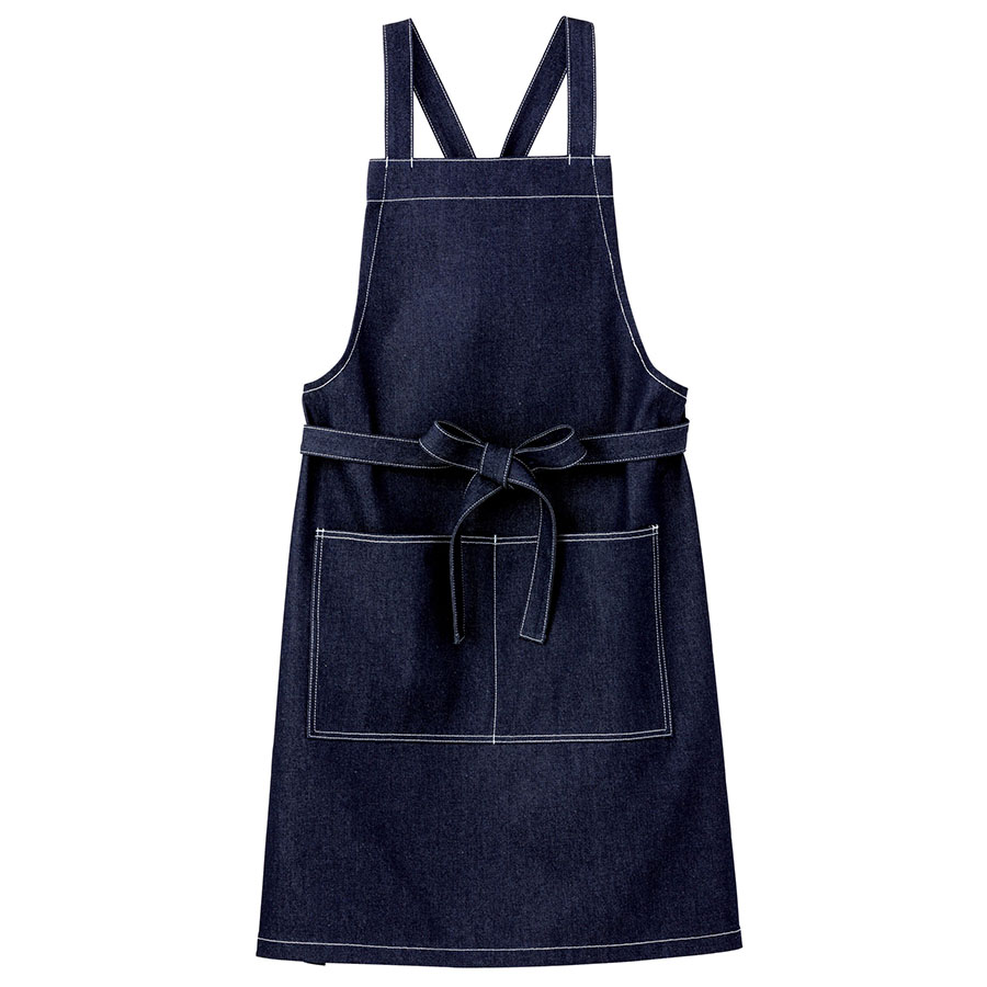 デニム胸当てエプロン FK7154－8 インディゴブルー| 作業服