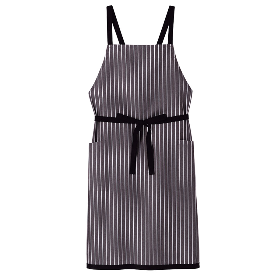 ストライプ柄 胸当て エプロン FK7122－5 ブラウン| 作業服