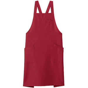 バッククロス胸当てエプロン FK7163－23 ワイン| 作業服・作業