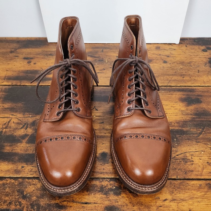Alden 39701 Dark Tan Calfskin Perforated Cap Toe Boot | Alden