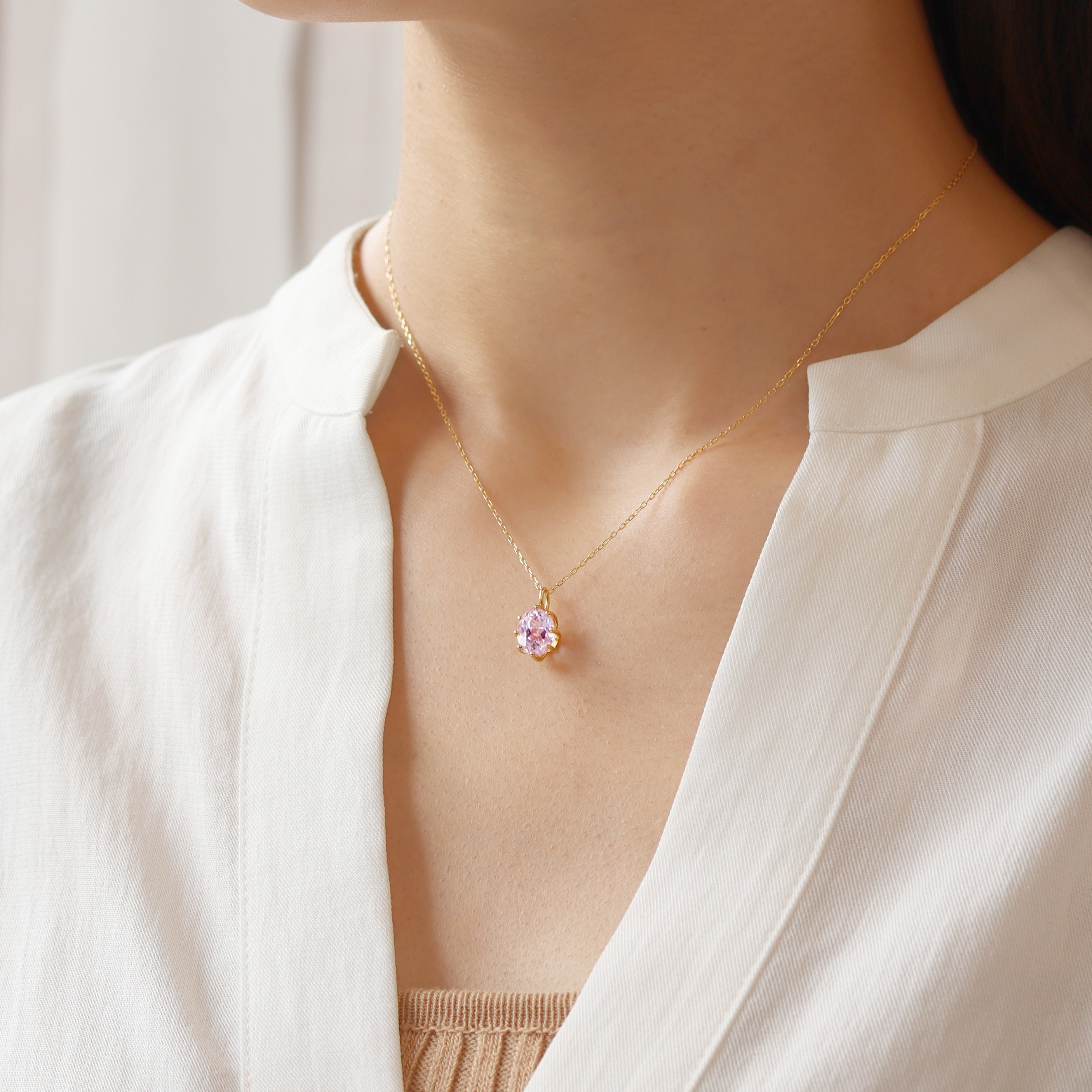 クンツァイト K10/K18/PTペンダントトップ・セパージュ