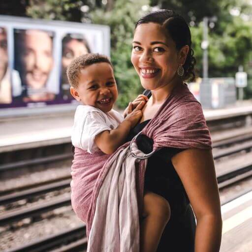 ヘンプ混の生成りのヒョウ柄のスリング｜ディディスリング レオ ピュア