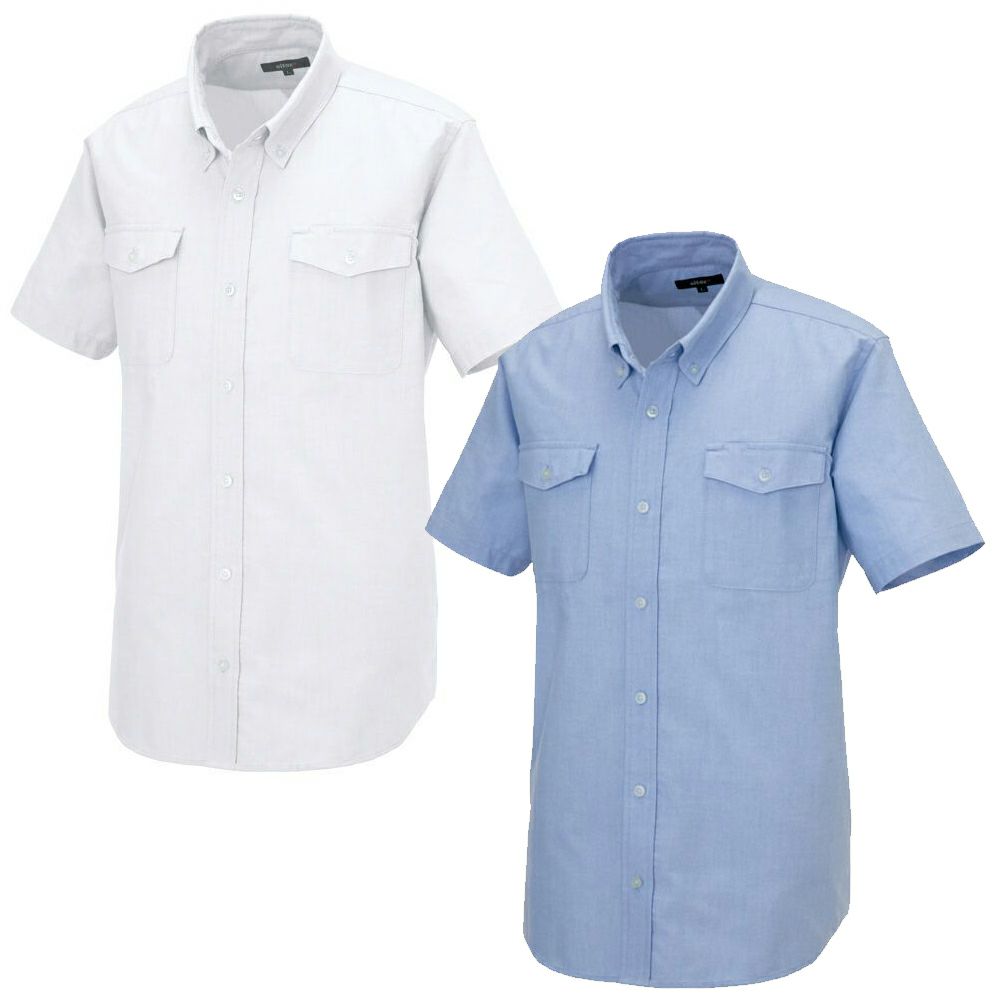 男女兼用】半袖ボタンダウンオックスシャツ（両胸ポケット2個付き
