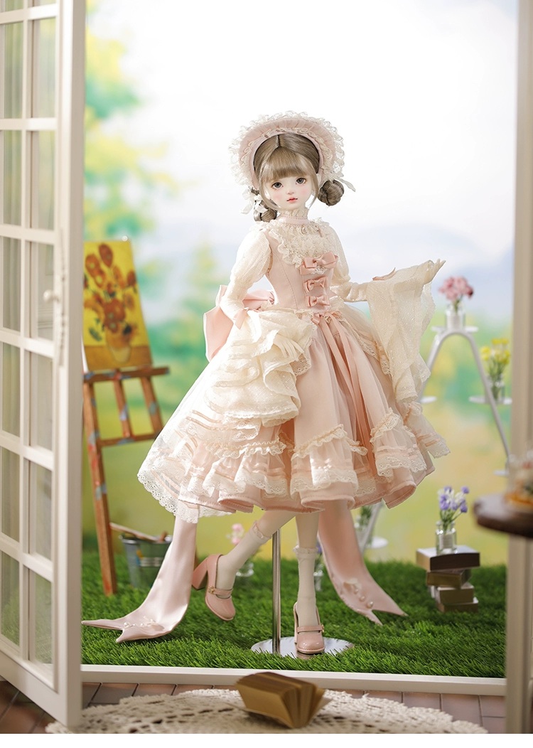 ヨーロピアンフリルドレスセット：ピンク（60cm,SDgirl対応）（SD Girl