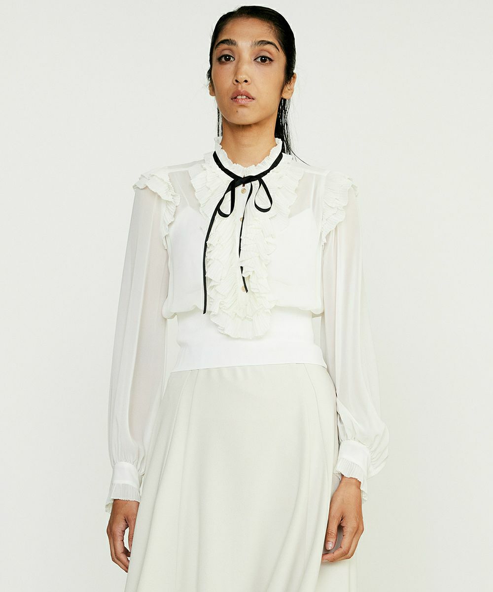 Sov. / ギャザーフリルデザインブラウス TOPS Night STORE | ダブル