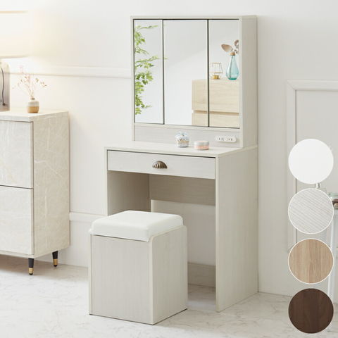 dショッピング |ドレッサー 三面鏡 椅子付 セット 三面鏡タイプ 白