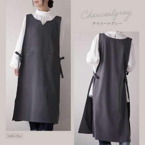 dショッピング |エプロン かぶるだけ キーネック サイドリボン 楽 黒