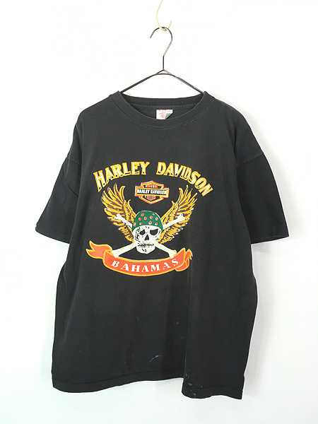 古着 90s HARLEY DAVIDSON ウィング スカル ラバー プリント