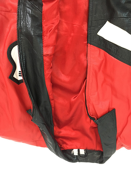 古着 90s ROUTE 66 パッチワーク 本革 オール レザー 襟付き