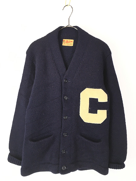 古着 40-50s Stadium Sportswear 「C」 レタード 畦編み ローゲージ