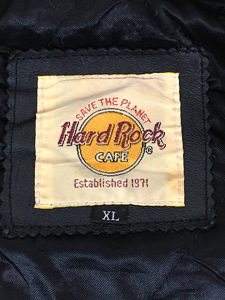 古着 90s Hard Rock Cafe 「NEW YORK」 本革 レザー × ウール ハード