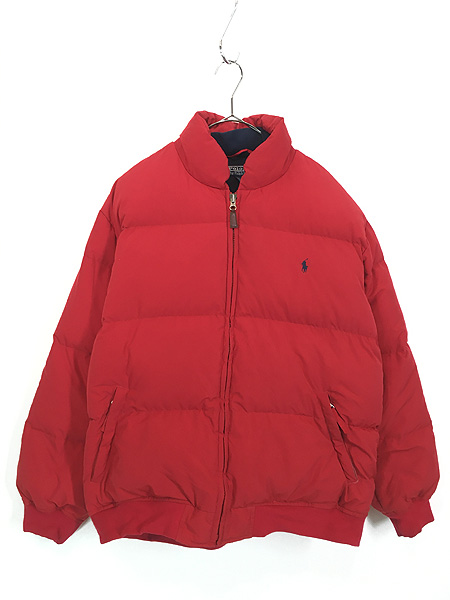 古着 Polo Ralph Lauren ワンポイント ソリッド ダウン ジャケット 赤
