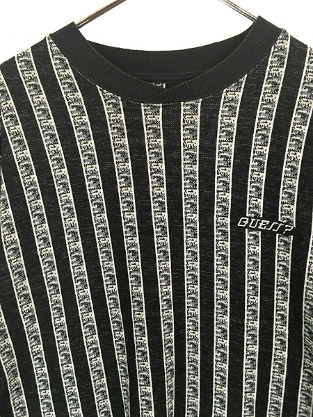 古着 90s USA製 GUESS JEANS 太ピッチ ワイド ストライプ ライト