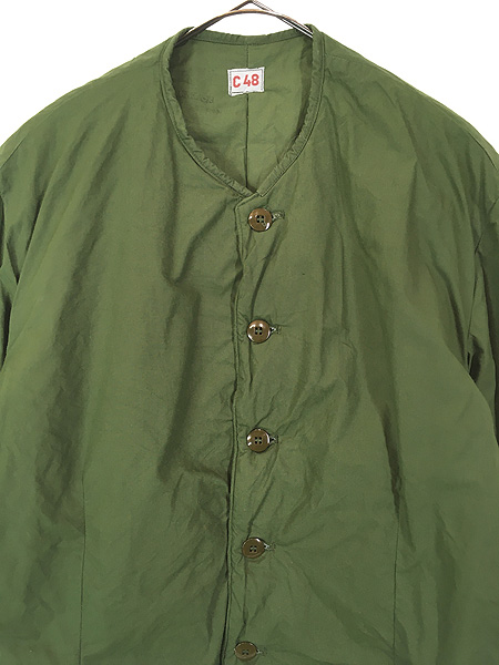 レディース 古着 70s スウェーデン軍 ミリタリー ノーカラー パデット