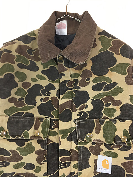 古着 80s USA製 Carhartt ダック ハンター カモ 迷彩 オールインワン