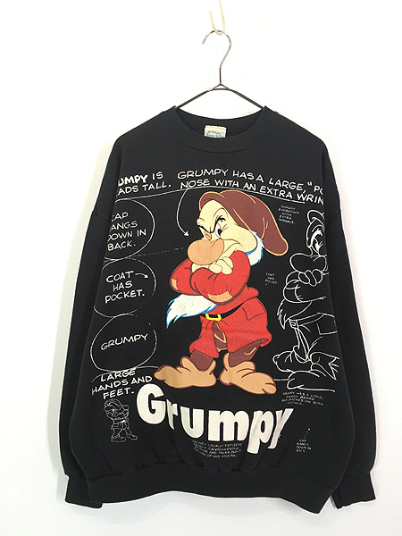 古着 90s Disney 白雪姫 7人の小人 Grumpy おこりんぼ スウェット