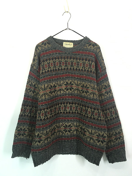 古着 90s Eddie Bauer フェアアイル ボーダー ウール ニット セーター