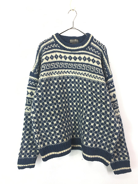 古着 90s 英国製 Edward Bryan ノルディック 総柄 ローゲージ アルパカ