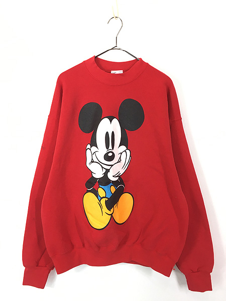古着 90s USA製 Disney Mickey 青パン おすわり ミッキー 両面 BIG