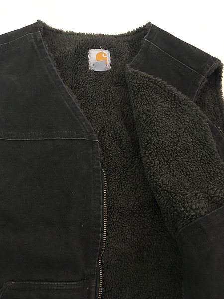 古着 Carhartt 裏ボア ブラック ダック Vネック ベスト L 古着 - 古着