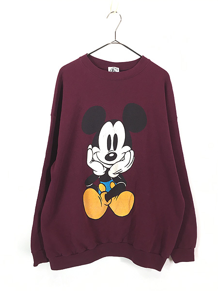 古着 90s USA製 Disney Mickey 青パン おすわり ミッキー 両面 BIG