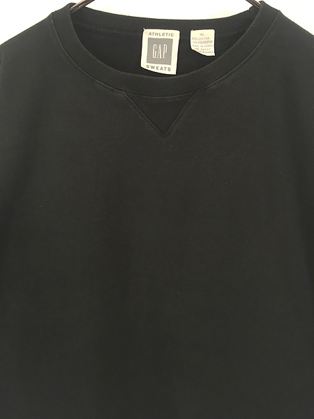 古着 90s GAP 無地 ソリッド ブラック 前V スウェット トレーナー XL