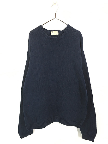 古着 90s Eddie Bauer 無地 プレーン ローゲージ コットン ニット