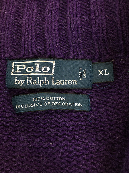 古着 Polo Ralph Lauren ワンポイント ハーフジップ コットン ニット