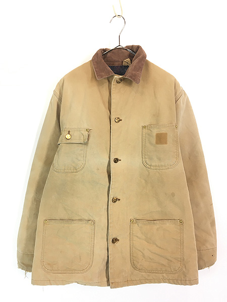 古着 80s Carhartt 裏地 ストライプ ブランケット ブラウン ダック