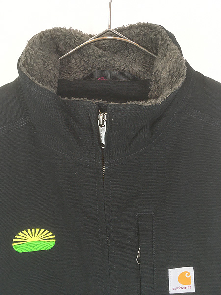 古着 Carhartt 裏ボア ブラック ダック ハイネック ベスト S - 古着