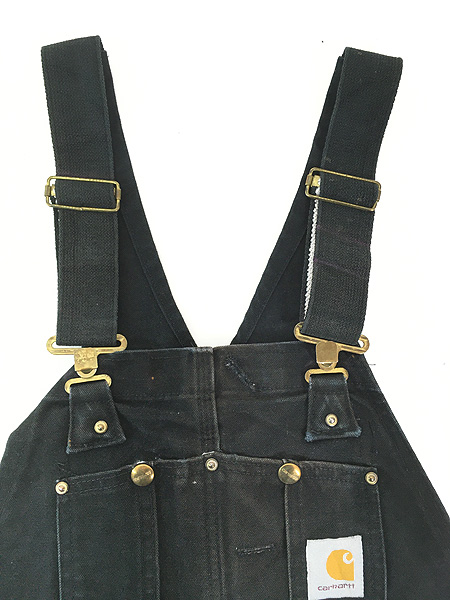 古着 USA製 Carhartt ブラック ダック Wニー ワーク オーバーオール
