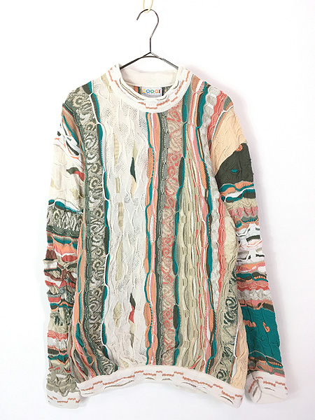 古着 90s Australia製 COOGI 3D カラフル ランダム ストライプ アート